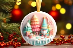 Round Christmas Ornament Sublimation|Clipart Product Image 2