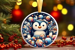 Round Christmas Ornament Sublimation|Clipart Product Image 1