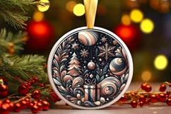 Round Christmas Ornament Sublimation|Clipart Product Image 1
