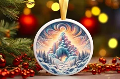 Pastel Molten Candy Winter Scene Round PNG Product Image 1
