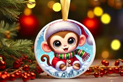 Round Christmas Ornament Sublimation|Clipart Product Image 2