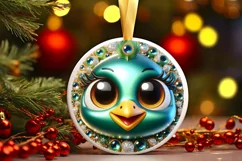 Peacock Smiling Round Ornament Sublimation PNG Product Image 3