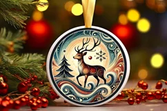 Round Christmas Ornament Sublimation|Clipart Product Image 2