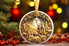 Round Christmas Ornament Sublimation|Clipart Product Image 2