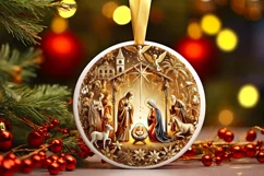 Round Christmas Ornament Sublimation|Clipart Product Image 2