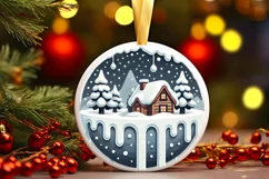 Round Christmas Ornament Sublimation|Clipart Product Image 2