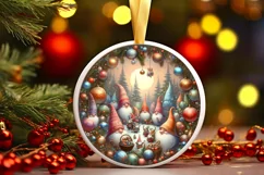 Round Christmas Ornament Sublimation|Clipart Product Image 1