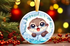 Round Christmas Ornament Sublimation|Clipart Product Image 1