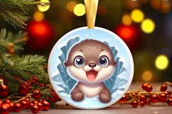 Round Christmas Ornament Sublimation|Clipart Product Image 1
