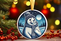 Round Christmas Ornament Sublimation|Clipart Product Image 2