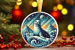 Round Christmas Ornament Sublimation|Clipart Product Image 2