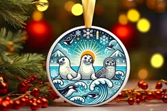 Round Christmas Ornament Sublimation|Clipart Product Image 2