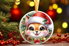Squirrel Christmas Round Ornament Sublimation PNG Product Image 3