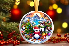 Round Christmas Ornament Sublimation|Clipart Product Image 1