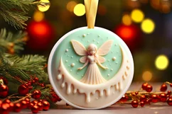 3D Marzipan Christmas Fairy Round PNG Product Image 3