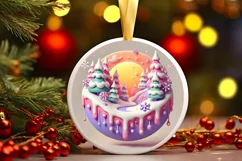 Round Christmas Ornament Sublimation|Clipart Product Image 2