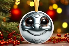 Turtle Christmas Round Ornament Sublimation PNG Product Image 1