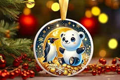 Round Christmas Ornament Sublimation|Clipart Product Image 2