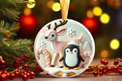 Round Christmas Ornament Sublimation|Clipart Product Image 2