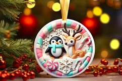 Round Christmas Ornament Sublimation|Clipart Product Image 2