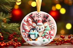 Round Christmas Ornament Sublimation|Clipart Product Image 2