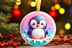 Pastel Marzipan Christmas Penguin Round PNG Product Image 3