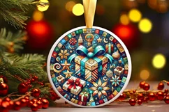Round Christmas Ornament Sublimation|Clipart Product Image 2