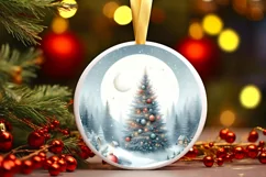 Christmas Tree Watercolor Round PNG Product Image 3
