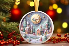 Colorful Pastel Round Santa Ornament PNG Product Image 1