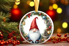 Gnome Christmas Watercolor Round PNG Product Image 1