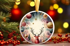 Round Christmas Ornament Sublimation|Clipart Product Image 1