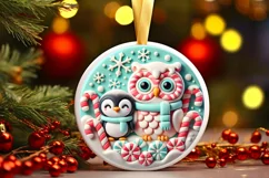 Round Christmas Ornament Sublimation|Clipart Product Image 2