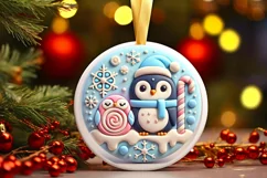 Round Christmas Ornament Sublimation|Clipart Product Image 2