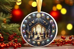 Round Christmas Ornament Sublimation|Clipart Product Image 1