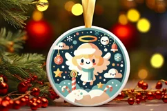 Round Christmas Ornament Sublimation|Clipart Product Image 2