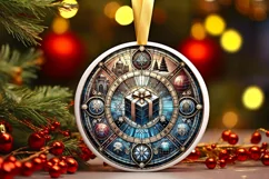 Round Christmas Ornament Sublimation|Clipart Product Image 2