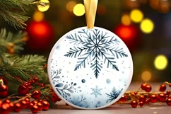 Snowflake Christmas Watercolor Round PNG Product Image 1