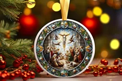 Round Christmas Ornament Sublimation|Clipart Product Image 2