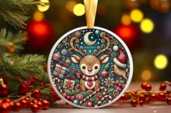 Round Christmas Ornament Sublimation|Clipart Product Image 2