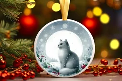 Watercolor Cat Christmas Round PNG Product Image 3