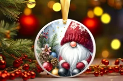 Winter Gnome Round Ornament Sublimation PNG Product Image 3