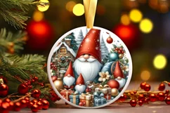 Watercolor Gnome Christmas Round PNG Product Image 3