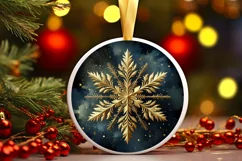 Snow Flake Christmas Round Cute Ornament Sublimation Product Image 1
