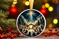 Round Christmas Ornament Sublimation|Clipart Product Image 2