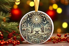Round Christmas Ornament Sublimation|Clipart Product Image 2