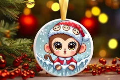 Round Christmas Ornament Sublimation|Clipart Product Image 2