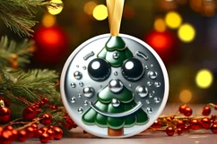 Christmas Christmass Tree Smiling Round Ornament Sublimation Product Image 1