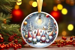 Watercolor Gnomes Christmas Round PNG Product Image 1