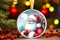 Round Santa Ornament Sublimation PNG Product Image 1
