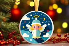 Round Christmas Ornament Sublimation|Clipart Product Image 1